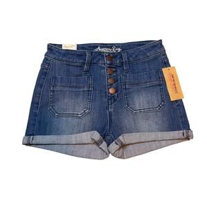 NWT American Rag High Rise Button Fly Denim Shorts Size 0 Rosie Wash Cuffed